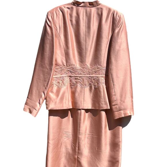 Talbots Peach/Pink Silk 2-Piece Dress Suit - Size 12 - Picture 4 of 13